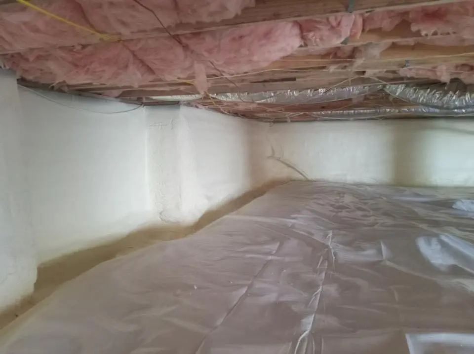 Crawl space encapsulation with closed-cell spray foam for Metal Roof Coating in Huron